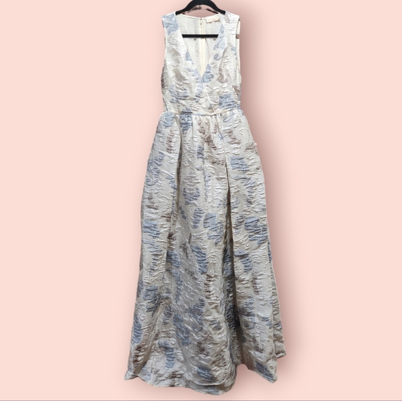 Tory Burch Jacquard Cloque Dahlia Ivory Gown Dress Formal - Picture 2 of 11